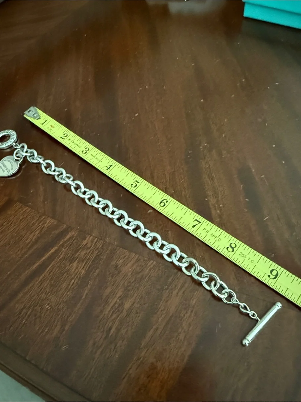 9.5” Tiffany & Co. Sterling Silver Heart Tag Toggle Bracelet - Silver